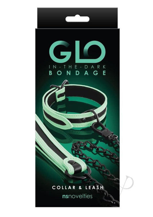 GLO Bondage - Collar and Leash- Green