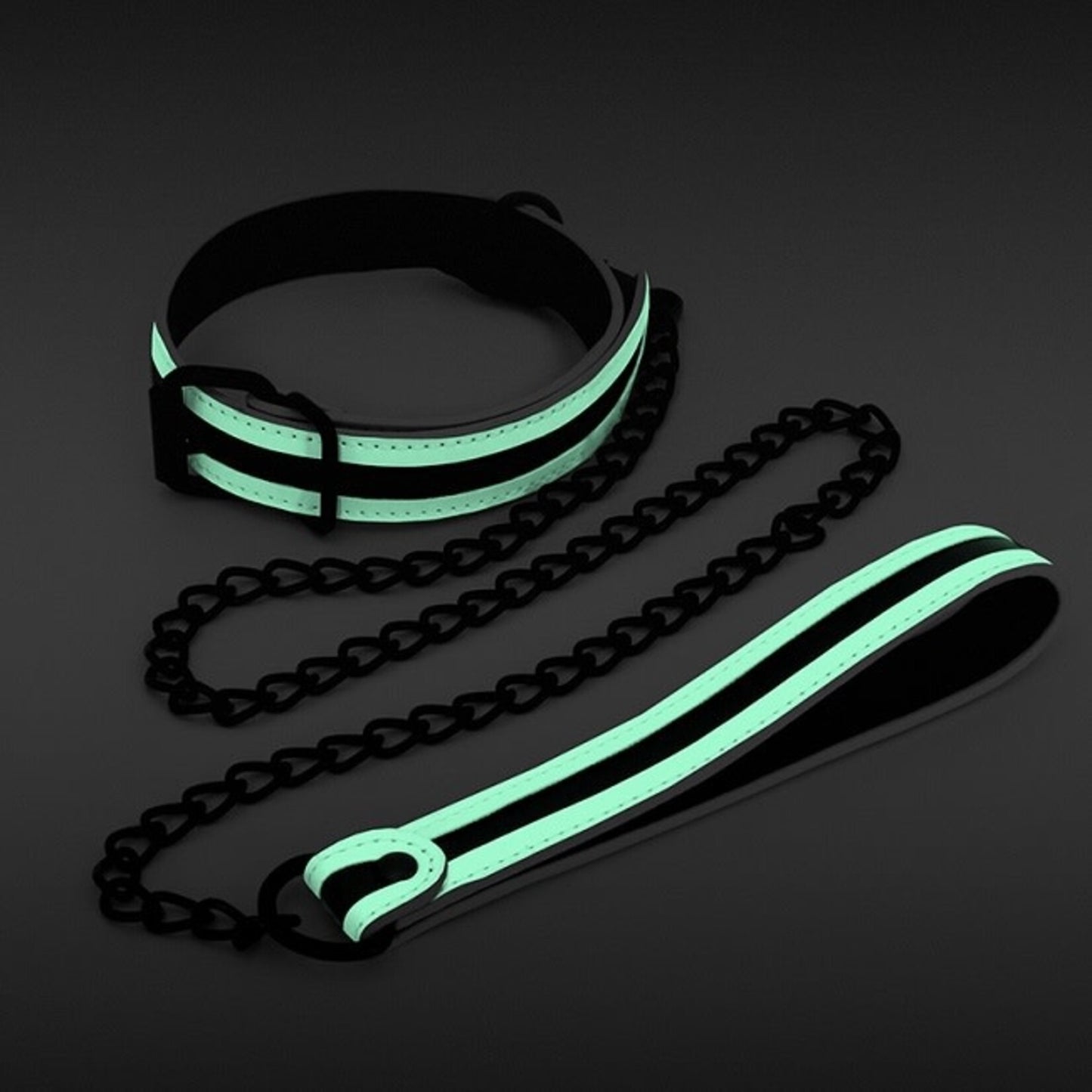 GLO Bondage - Collar and Leash- Green