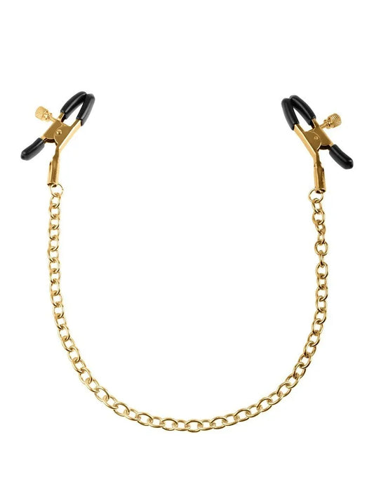 FETISH FANTASY GOLD CHAIN NIPPLE CLAMPS - GOLD/BLACK